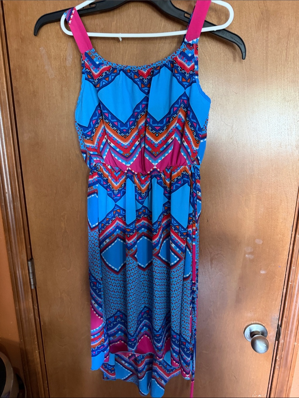 paper doll Bright Blue & Pink Geometric Maxi Dress